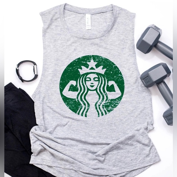 Starbucks Gray Sleeveless Women's Muscle Tank - Picture 1 of 6